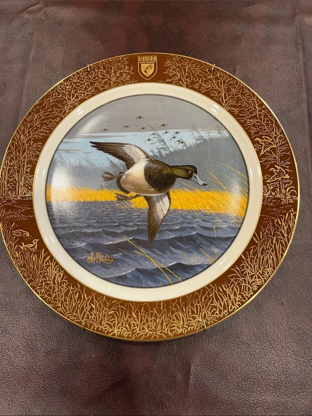 Ducks Unlimited Decorative Plate - Brown and Gold Wall Decor